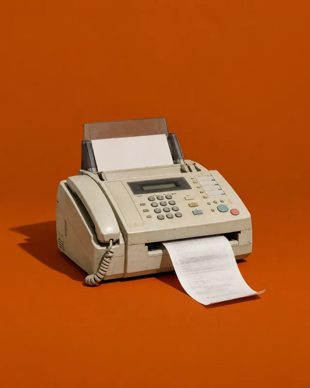Old fax machine printing an order