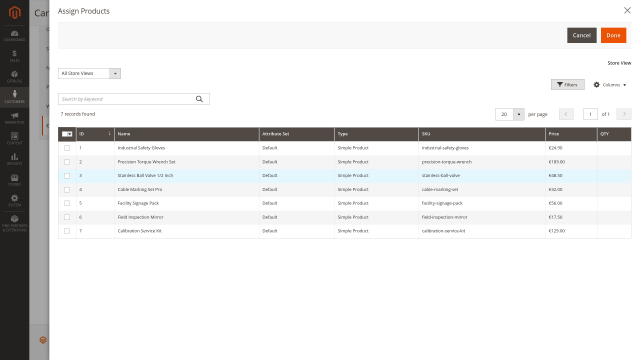 Bulk customer-product assignments