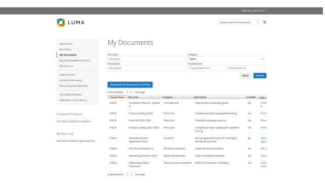 ZIP-Sammeldownload für mehrere Dokumente