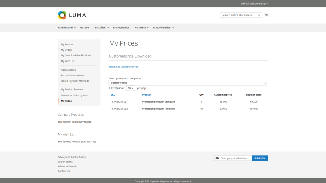 Dedicated price type in “My Prices”