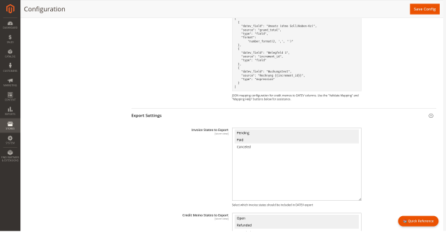 Export filters by status and date range