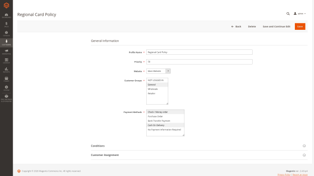 Payment Profiles for Customer Groups