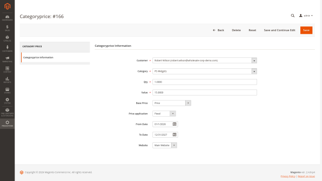 Quantity tiers and validity windows