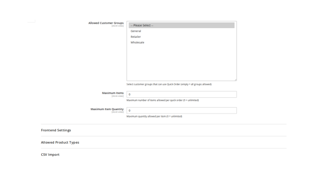 Line and quantity limits per order