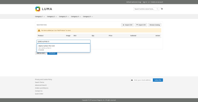 SKU and name search with fast line add