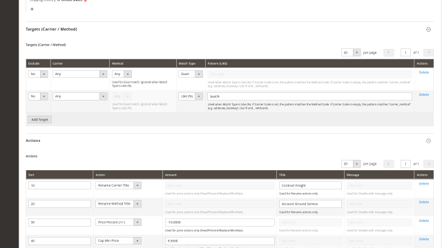 Target methods with exact and LIKE matching