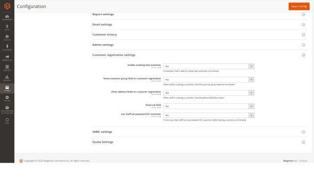 Configurable Customer Registration Fields