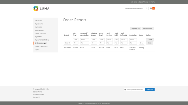 Sales Reports for Orders and Products