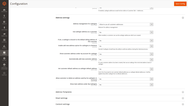 Flexible Address Management for Subaccounts