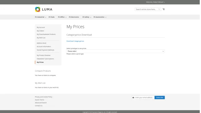 Category Specific Prices screenshot 8: Categoryprice Frontend My Prices Selection Flow