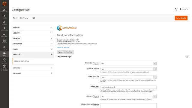 Customer Documents screenshot 6: Customerdocuments Config General Settings 20260311B