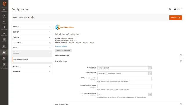 Customer Documents screenshot 7: Customerdocuments Config Tab General