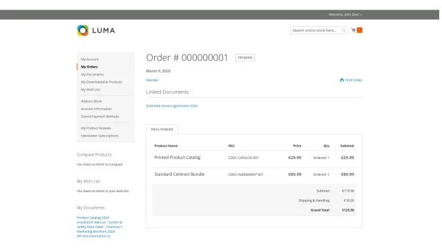 Customer Documents screenshot 5: Customerdocuments Frontend Linked Order View