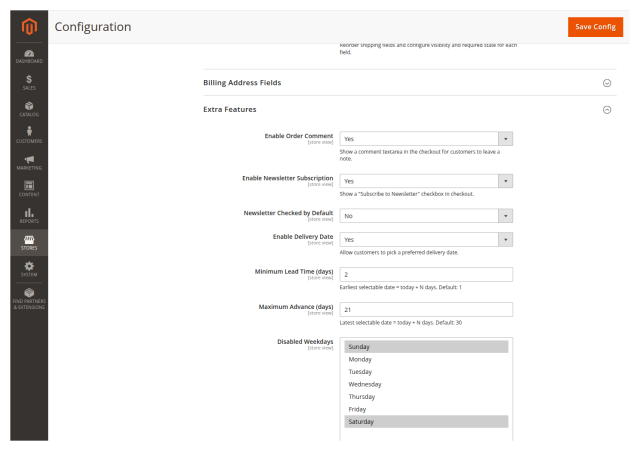 Preferred delivery dates