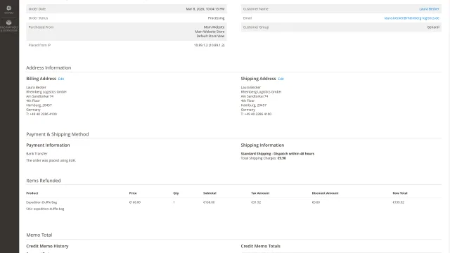 Product Fees screenshot 3: Productfee Admin Creditmemo