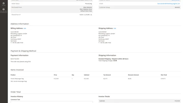 Product Fees screenshot 2: Productfee Admin Invoice