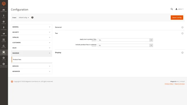 Product Fees screenshot 7: Productfee Config Tax