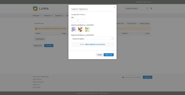 Quick Order screenshot 7: Quick Order Frontend Configurable Options Modal