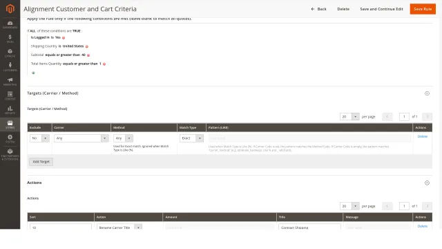 Shipping Conditions screenshot 5: Shipping Conditions Extra Customer Cart Criteria