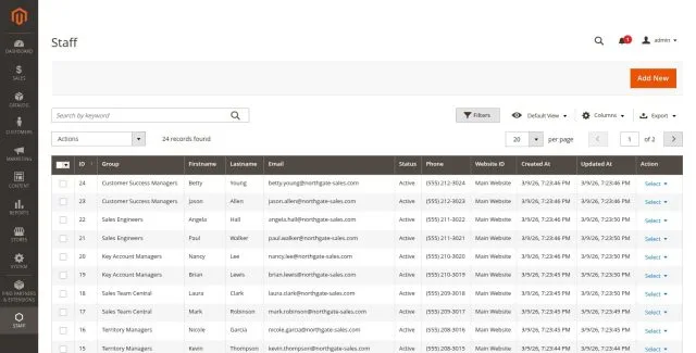 Sales Staff screenshot 1: 01 Staff Admin Grid