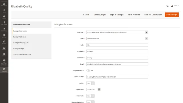 Sublogin screenshot 2: 02 Sublogin Admin Edit Form